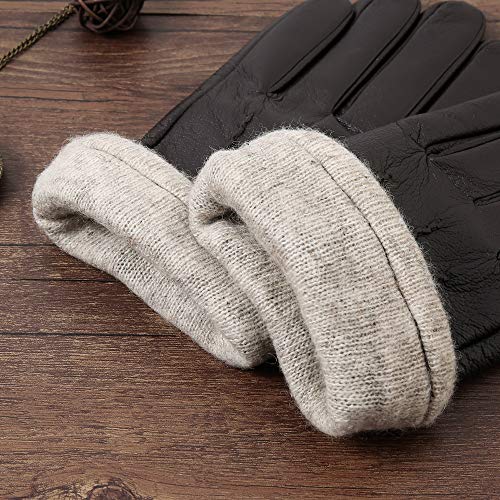 Mens Genuine Leather Gloves Winter - Acdyion Touchscreen Cashmere/Wool Lined Warm Dress Driving Gloves (Brown, Large) - Thumbnail 6