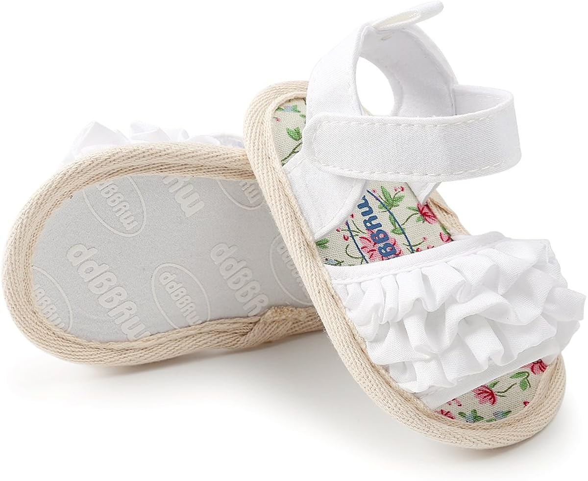 | Meckior Baby Toddler Infant Girls PU Leather Soft Closed Toe Summer Sandals Flower Princess Flat Shoes | Sandals