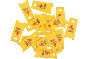 SUPVOX 20-Pack Mini Caution Wet Floor Signs: 1:12 Scale Miniature Warning Sign Toy - Realistic Small Yellow Roadblocks for Do