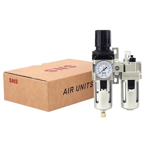 SNS 1/4" NPT Compressed Air Filter Regulator Lubricator Two Units Combo FRL  Water/Oil Trap Separator, Semi-auto Drain, Gauge and Bracket, Poly Bowl  with Metal Guard AC3010-N02A in Saudi Arabia | Whizz Filter,
