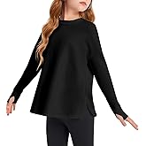 Haloumoning Girls Athletic Shirts Long Sleeve Active Quick Dry Tops Kids Gym Yoga Tees with Thumb Holes 5-14 Years
