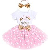 IBTOM CASTLE Girls Baby 1st 2nd 3rd Birthday Outfit Mouse Tulle Dress+Sequins Headband Princess Cake Smash Clothes