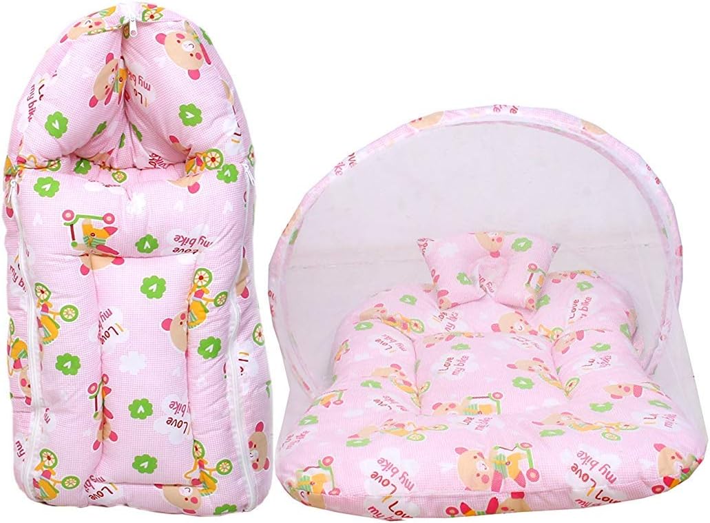 Baby Fly Toddylon Baby Sleeping Bag with Mosquito Net Bed for Baby (0-6 Months) (Pink Teddy)