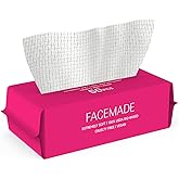 FACEMADE 50 Count (Soft Pack) Disposable Travel Towels, Ultra Thick Face Towels Disposable, Clean Facial Towels for Makeup Remover, Skincare, USDA Certified 100% Biobased