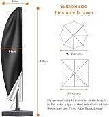 OKPOW Cantilever Parasol Cover 280x81cm 600D UV Windproof Waterproof view 3