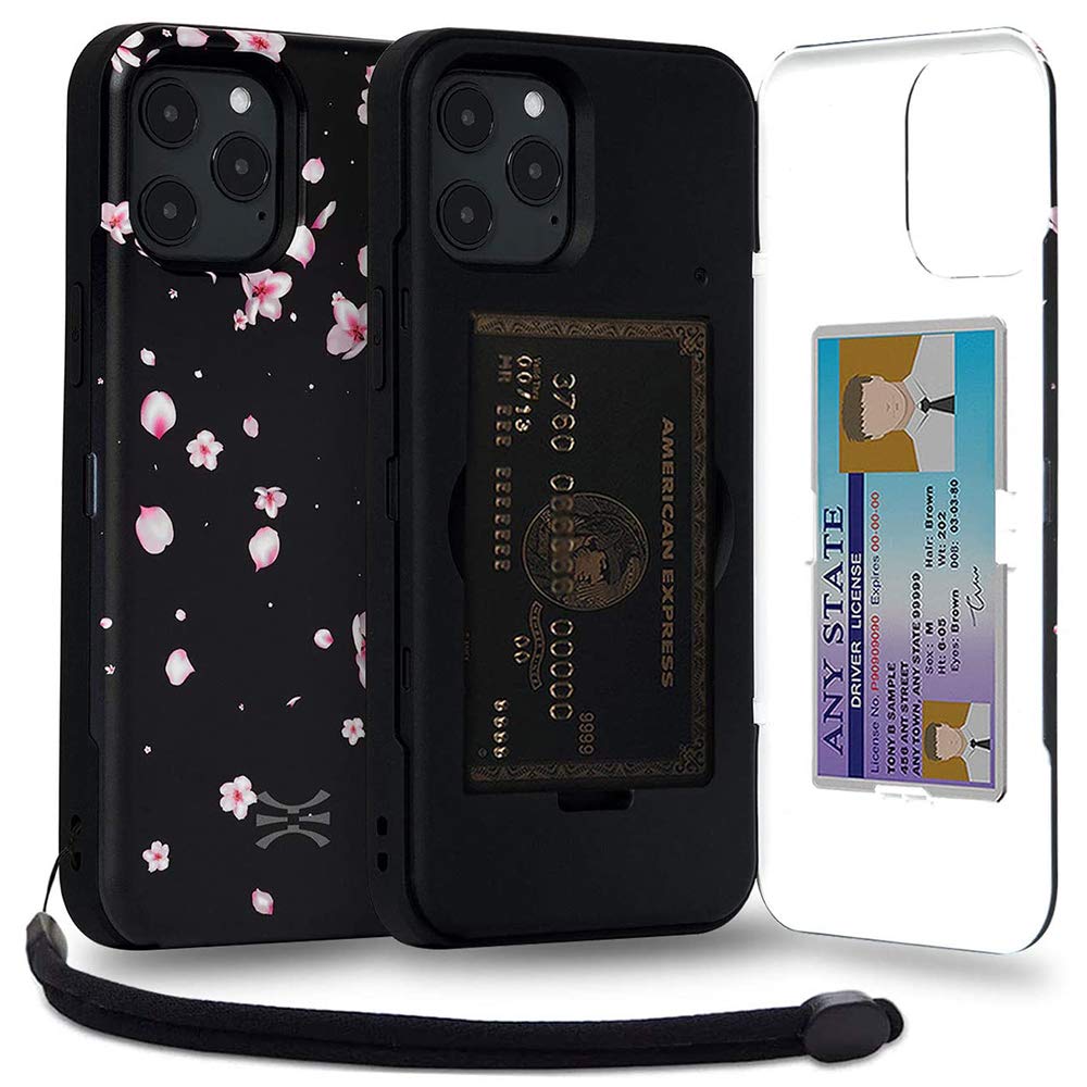 TORU CX PRO for iPhone 12 Pro Max Case Wallet | Protective Shockproof Heavy Duty Cover with Hidden Card Holder & Card Slot | Mirror & Wrist Strap Included - Flowers — image 1