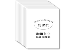 AUEAR, 15 Pack 8x10 Uncut Matte Boards White Photo Mat Board Great for Picture Framing, Print, Artwork