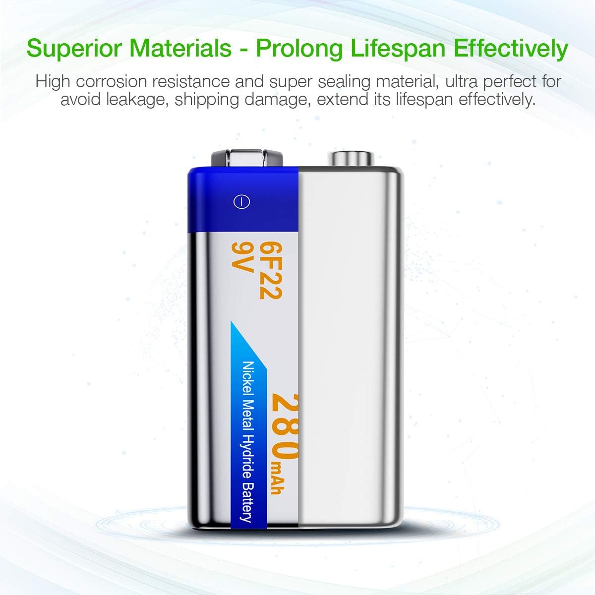 EBL 9V Rechargeable Batteries NiMH Everyday 280mAh 9V Battery for Smoke Alarm Detector, 4-Packs: Home Audio & Theater