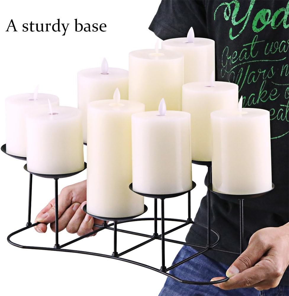 smtyle DIY 9 Mantle Candelabra Flameless or Wax Candle Holders For Fireplace with Black Iron Decoration on Desk / Floor: Home & Kitchen