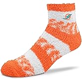 For Bare Feet Women's NFL Football Cozy Soft Sleep Socks (Miami Dolphins - Orange, One Size)