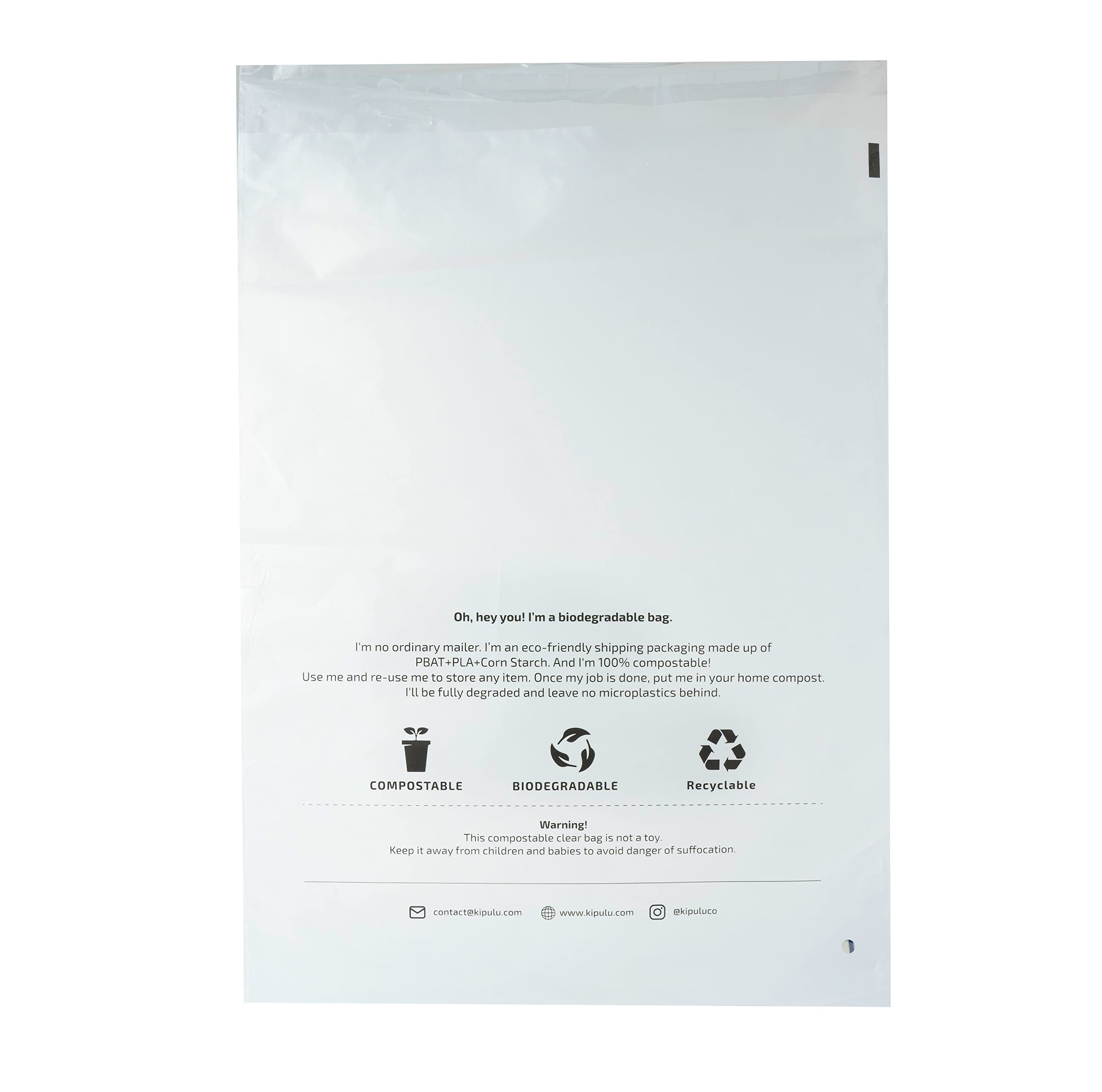 Photo 1 of 100% Compostable & Biodegradable Clear Poly Bags – Kipulu™ Eco Friendly Solution to Reduce Waste (6 x 10-100 unit)