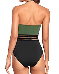 Holipick Women Olive Green and Black One Piece