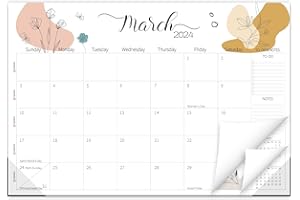 Guass Desk Calendar 2024-2025 - 18 Months Greenery Desktop Calendar from January 2024 to June 2025, 11.5 x 17 Inches, with Week Numbers, To-Do List, Notes, Ruled Blocks for Home Office School