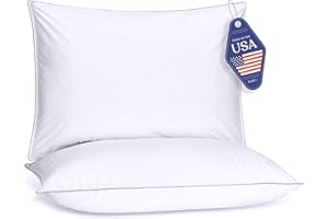 FluffCo Down Alternative Pillows Standard/Queen Size Set of 2 - Queen Bed Pillows for Sleeping - Made in USA - Cooling Surface and Machine Washable for Side, Back, and Stomach Sleepers - Gift for Home