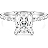 TIGRADE 4CT Engagement Ring for Women Radiant Cut Cubic Zirconia Wedding Band CZ Promise Anniversary Ring Size 3-13