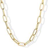 PAVOI 14K Gold Plated Chunky Chain Choker Necklaces for Women | Gold Statement Graduated Link Chain Necklace | Bold Oval Link Barbell Links Paperclip Chains