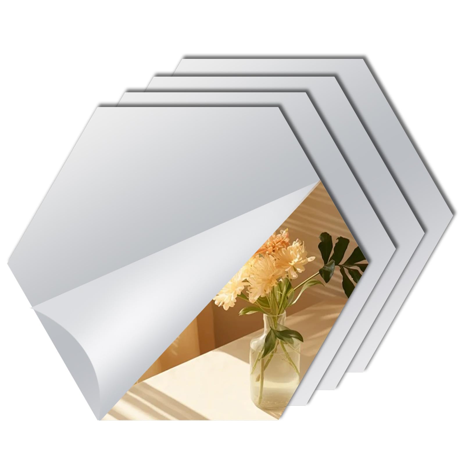 Photo 1 of Abyssaly Hexagon Mirror Stickers for Walls 10 Pack 11.8''x11.8'' Self Adhesive Flexible Acrylic Wall Mirrors Decorative Peel and Stick Mirror Tiles 2mm Thick Stick on Mirror for Wall Door Locker