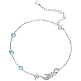 Fryneauy Cute Animal Flower Anklet S925 Sterling Silver Jewelry Gift For Women Girls Daughter Sister