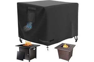 WICKTICK Square Gas Fire Pit Cover 30 x 30 x 25 Inch, Waterproof & 600D Heavy Duty Fire Table Cover for 28x28, 30x30 Inch Patio Tall Propane Firepits