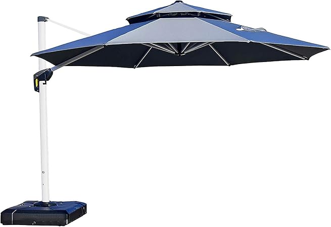 Amazon Com Purple Leaf 11 Feet Double Top Round Deluxe Patio Umbrella Offset Hanging Umbrella Outdoor Market Umbrella Garden Umbrella Grey Garden Outdoor