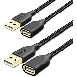 OKRAY USB Extension Cable, 2-Pack 6FT USB 2.0 Extender Cord Male to Female Data Transfer Extension Cable Nylon Braided with G