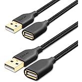 USB Extension Cable, 2-Pack OKRAY 6FT Nylon Braided USB 2.0 Extension Cable Type A Male to Female Cable Extender Cord with Go