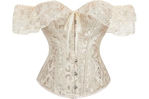YYKSYDPT Corset Tops for Women with Sleeves Lace Floral Corset Top Bustier Overbust Lace Up