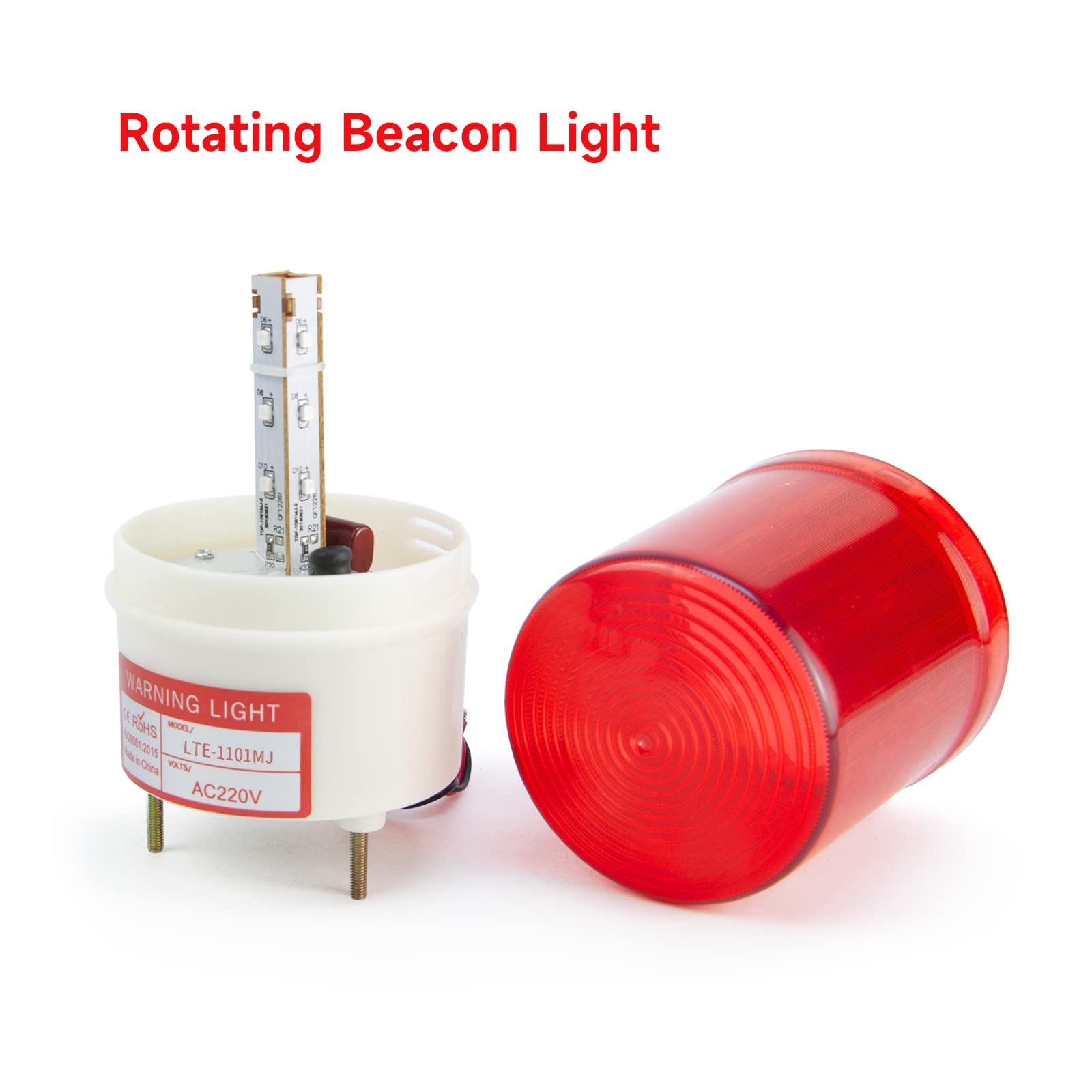 YASONG LTE-1101MJ Rotating Warning Light with 90dB Buzzer, AC110V-120V Industrial Beacon Alarm Lights Emergency Security Siren