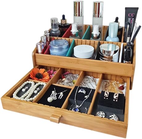 Guten Bamboo Cosmetic Organizer And Storage Makeup Organizer