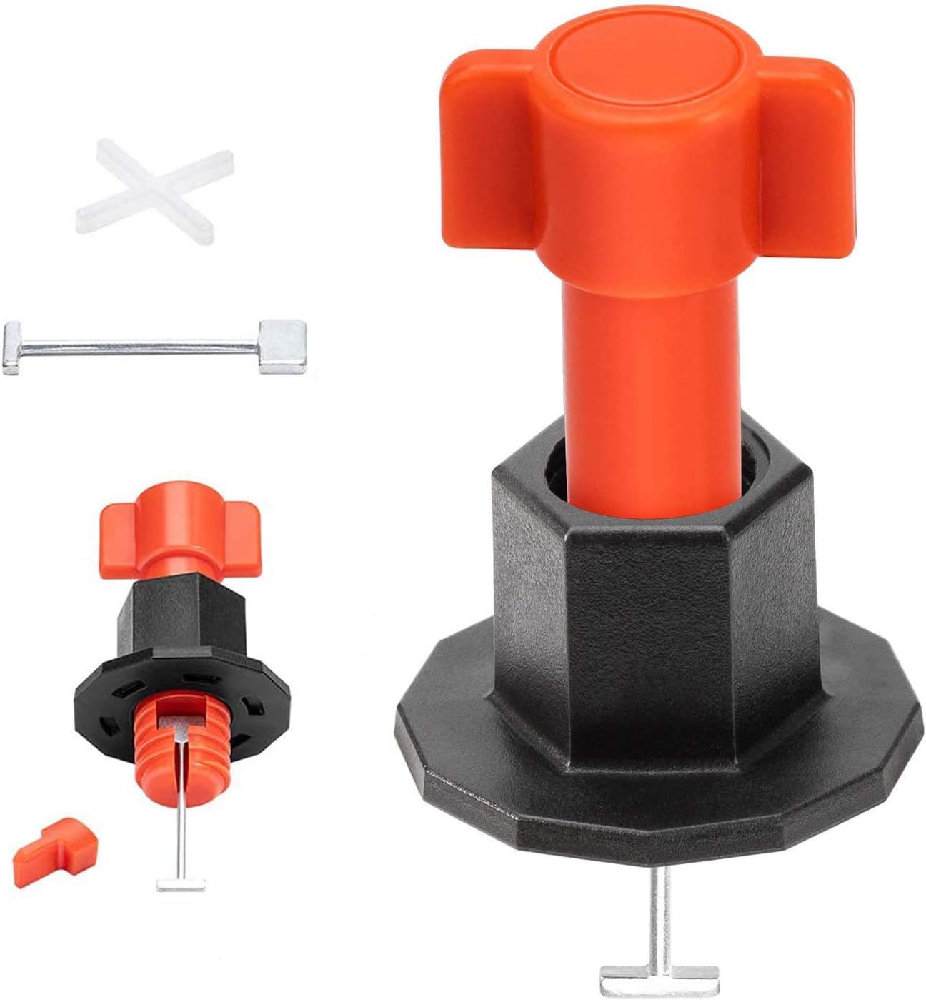 BizoeRade Reusable Tile Leveling System Kits with 100PCS Tile Spacer and 50 PCS Replaceable Steel Needle for Flat Ceramic Floor Wall Construction Tools