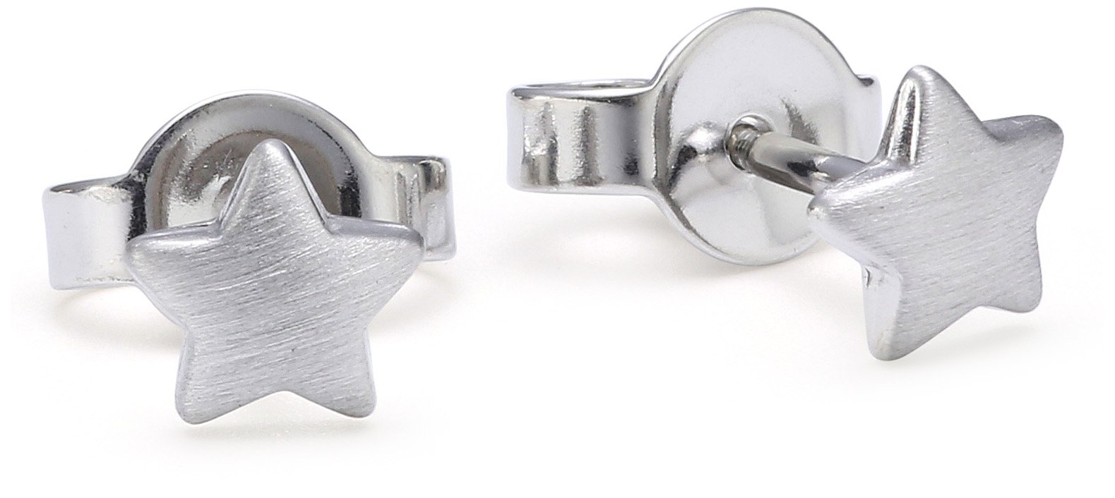 XAANA AMZ0077 Girls Star Stud Earrings Frosted 925 Sterling Silver, Sterling Silver, No Gemstone
