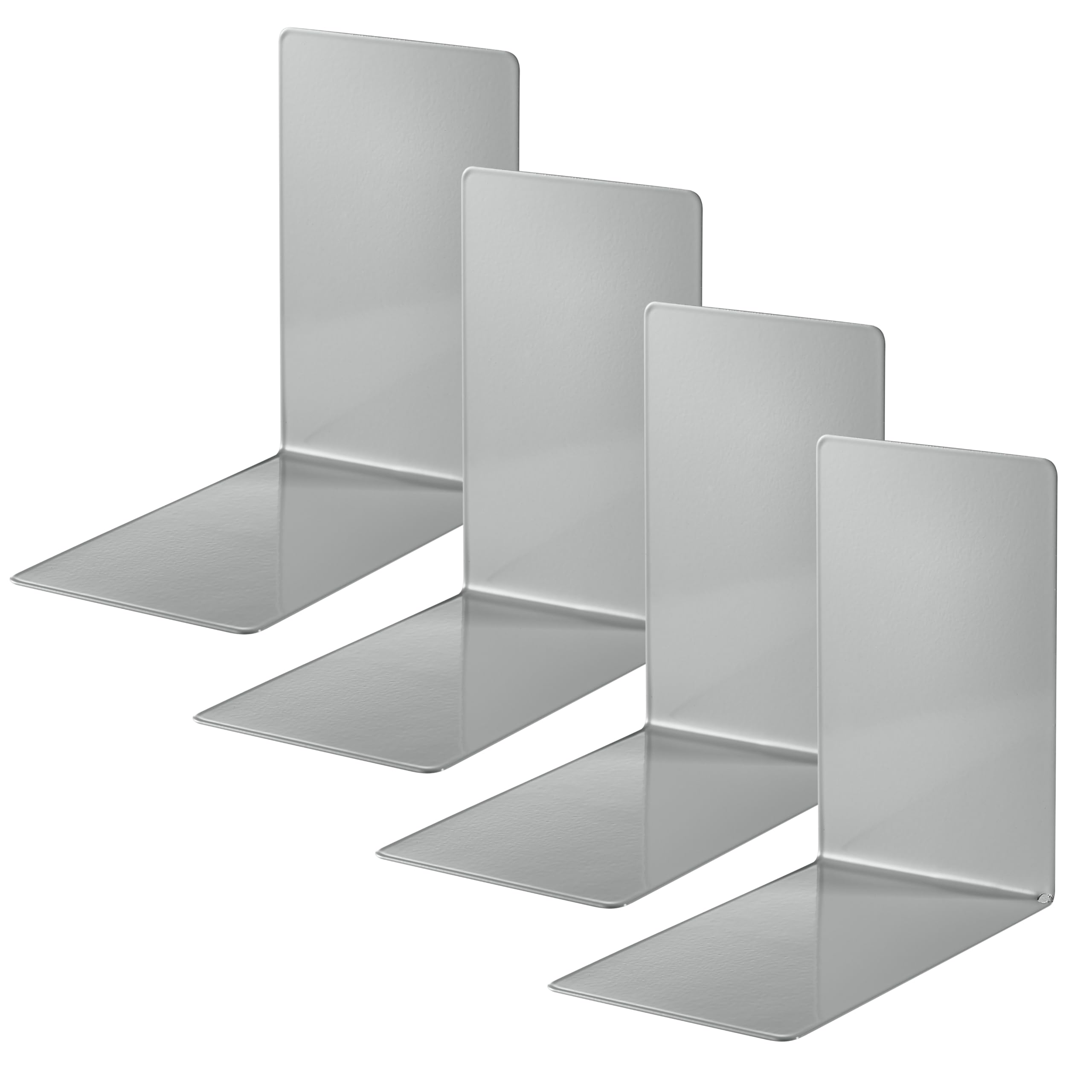 Alco-Albert 4301-29-4 Metal Bookends, Pack of 4, Grey, 14 x 14 x 8.5 cm, for School, Office and Home