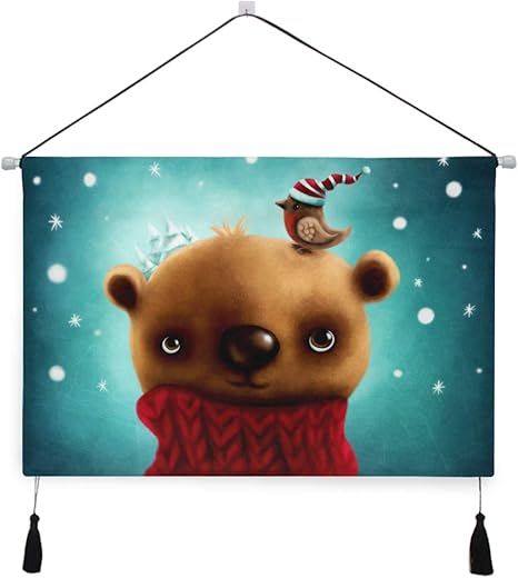 Amazon Co Jp Niesikkla タペストリー イラストかわいいクマ 壁掛け おしゃれ インテリア モダン ポスター 絵画などに適用 ウォールアート モダン 装飾アート 多機能 個性プレゼント ホーム キッチン