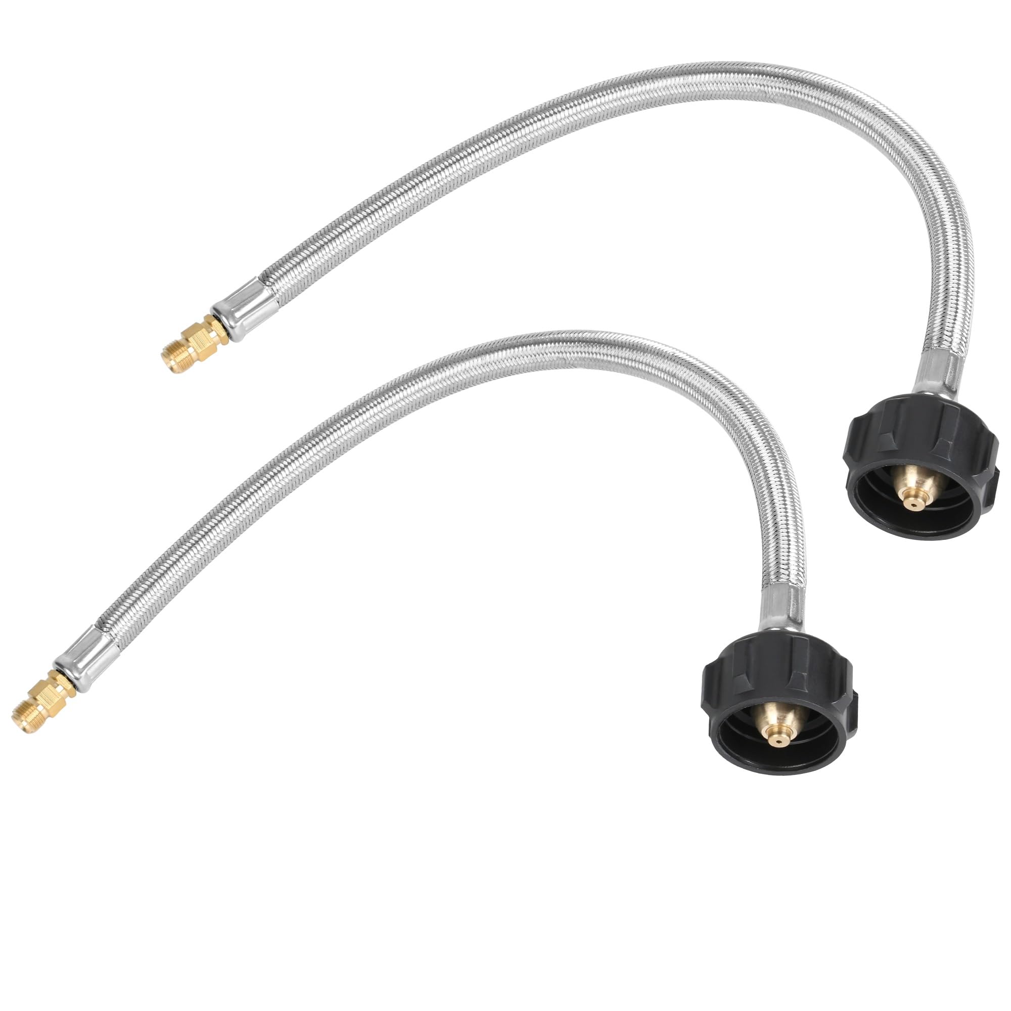 Photo 1 of ATKKE 15 in RV Propane Hoses Replacement Pigtail Connector Hose, Stainless Steel Braided Propane Lines for Travel Trailers 2 Stage Auto Changeover Regulator, QCC1 Connector x 1/4” Inverted Male Flare
