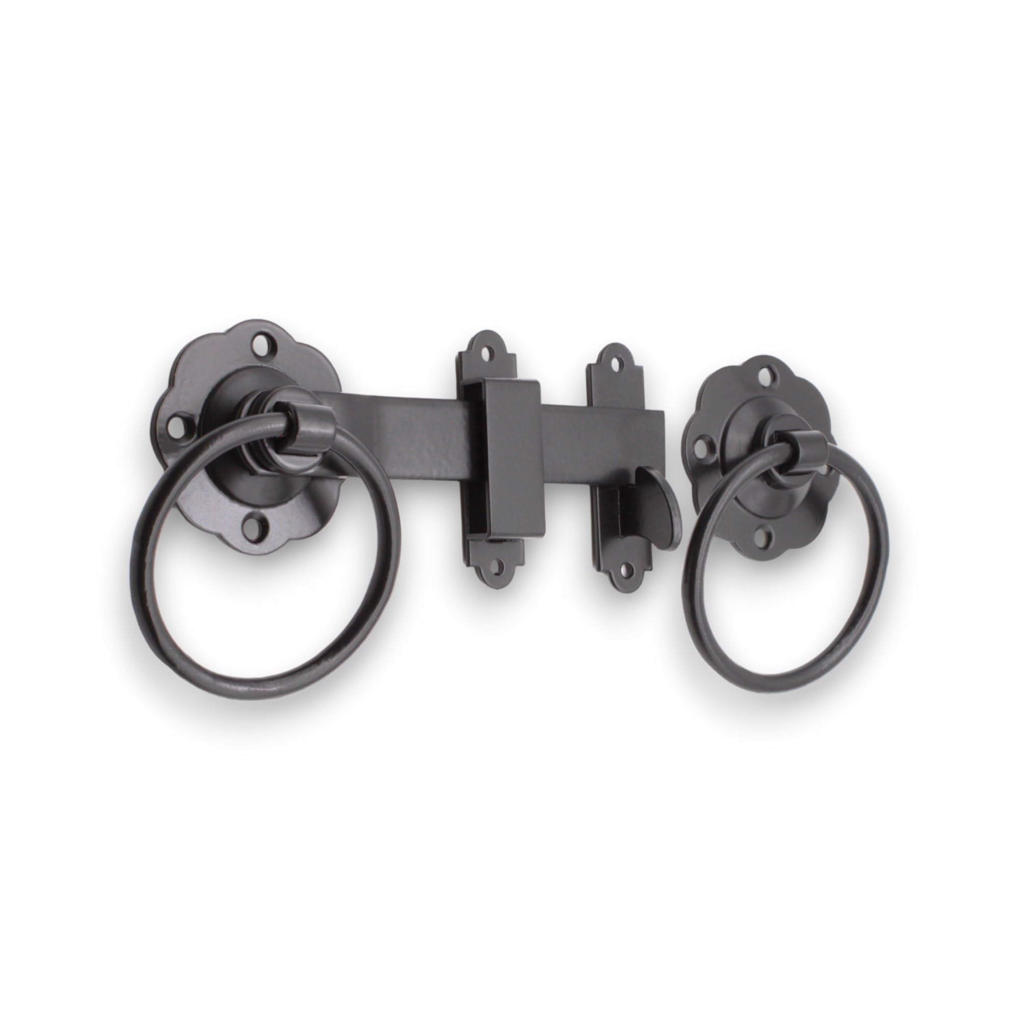 150mm 6" Plain Ring Gate Latch Handle Garden Gate Door Black or Zinc (Black)