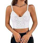 Vimoisa Women Reflective Metallic Tank Top Bustier Spaghetti Strap Crop Top Tight Sleeveless Tube Top Vest Blouse
