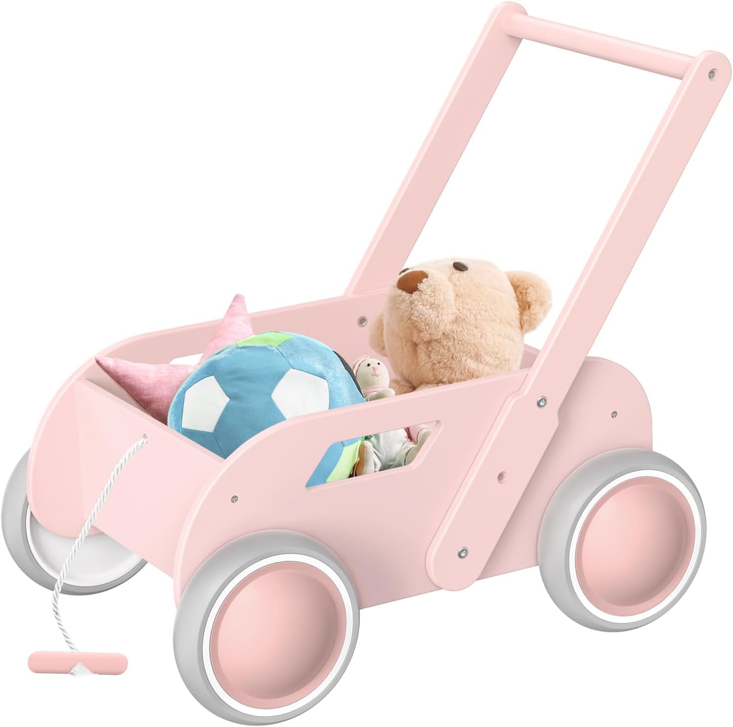 Photo 1 of 2025 HOMEKOL Wooden Baby Walker,Baby Push Walker, Adjustable Speed Baby Walker for Boys and Girls, Baby Activity Center, Gift for Birthday, Christmas and New Year Nature Pink