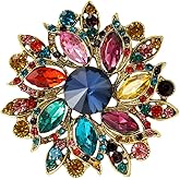 Rhinestone Flower Brooch for Women Vintage Crystal Flower Brooch Pin Elegant Clothing Hat Bag Accessories Christmas Birthday Party Wedding Costume Jewelry