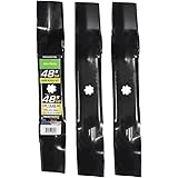 Maxpower 561812B 3 Set of 3-N-1 Blades 48 Inch Cut John Deere Replaces AM137757, AM141035, GX21784, GY20852 , Black