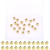 BEADIA 18K Gold Plated Stopper Beads 4mm 20pcs Insert Silicon Round Length Adjust Spacer Beads for Jewelry Making Findings