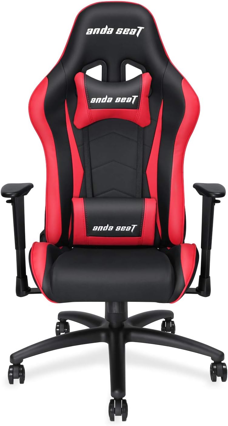 Anda Seat Axe Series Racing Style Gaming Chair with High Back, Office, Desk, Executive, Recliner, Swivel, Tilt, Rocker and Seat Height Adjustment, Lumbar and Headrest Pillows Included(Red)
