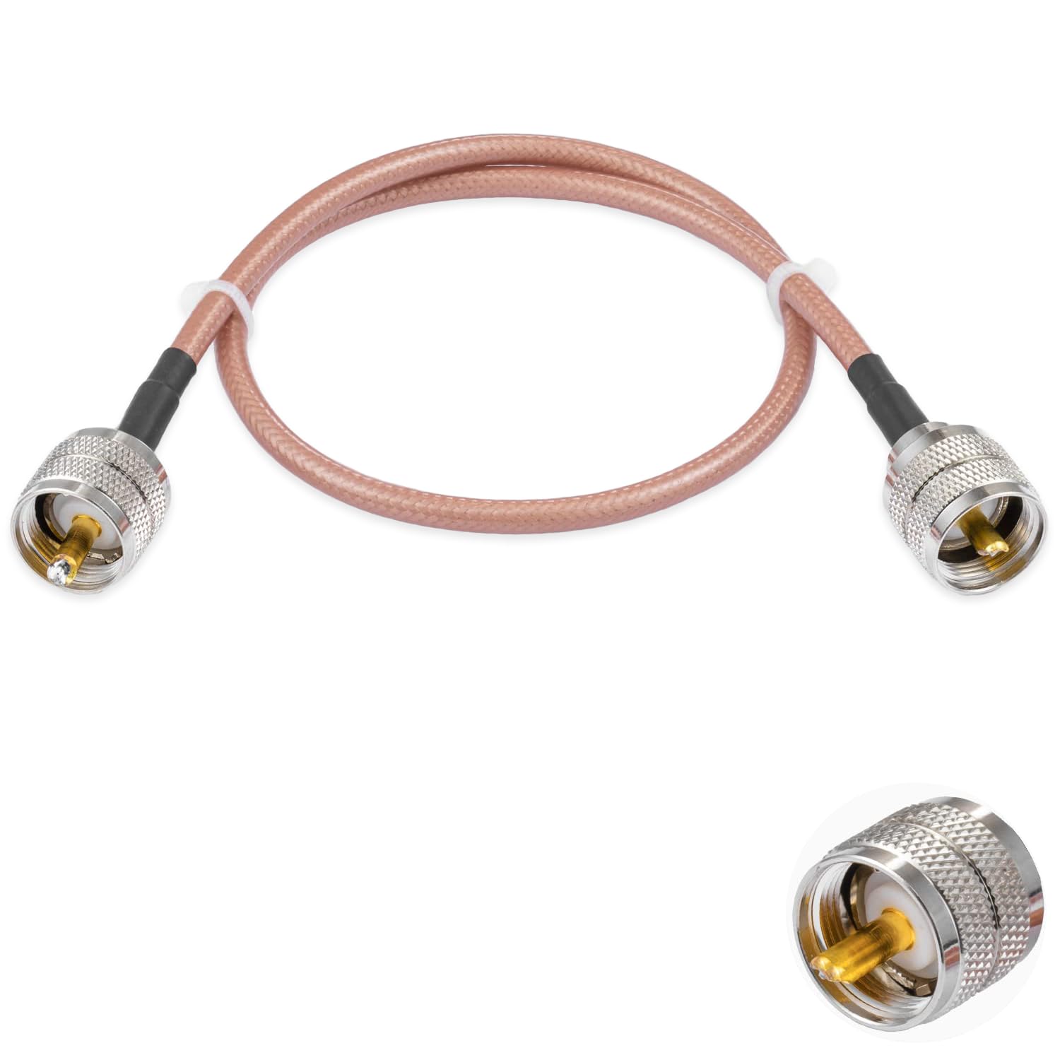 Vecys PL 259 Cable UHF Male PL-259 to UHF Male PL-259 Low Loss Coax Cable RG400 20"/50CM for Walkie Talkie CB Radio SWR Meter Antenna Analyzer