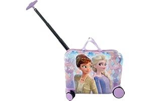 FAST FORWARD Disney Frozen Ride on Suitcase for Kids, 18'' Suitcase with Seat for Kids, Childre Riding Luggage, Cute Lightweight Travel LuggageTrolley