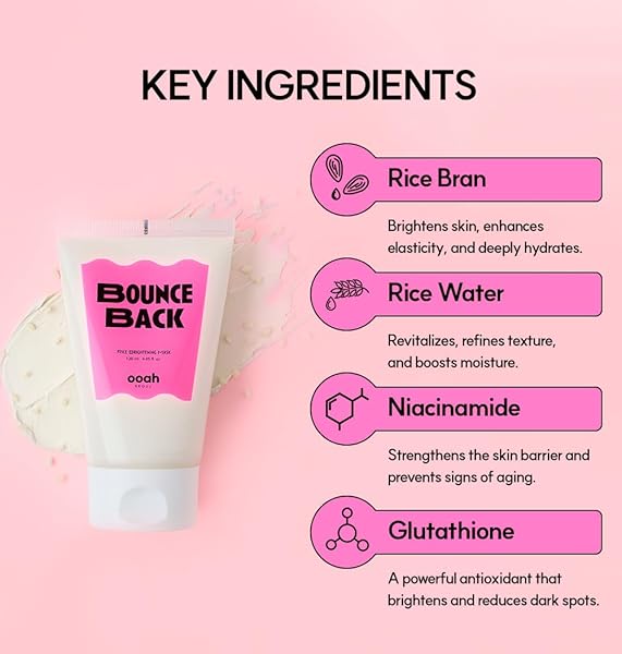 OOAH SEOUL BOUNCE BACK BRIGHTENING RICE FACE MASK | KOREAN SKINCARE FOR RADIANCE & ELASTICITY | HYDRATING & FIRMING WITH NIACINAMIDE & GLUTATHIONE | 120ML 4.05FL.OZ