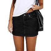 DEICAEVO Womens Denim Skirt Casual Mini Jean Skirt Stretch Low Waist Jean Skirt for Women Zip Fly Denim Mini Skirts