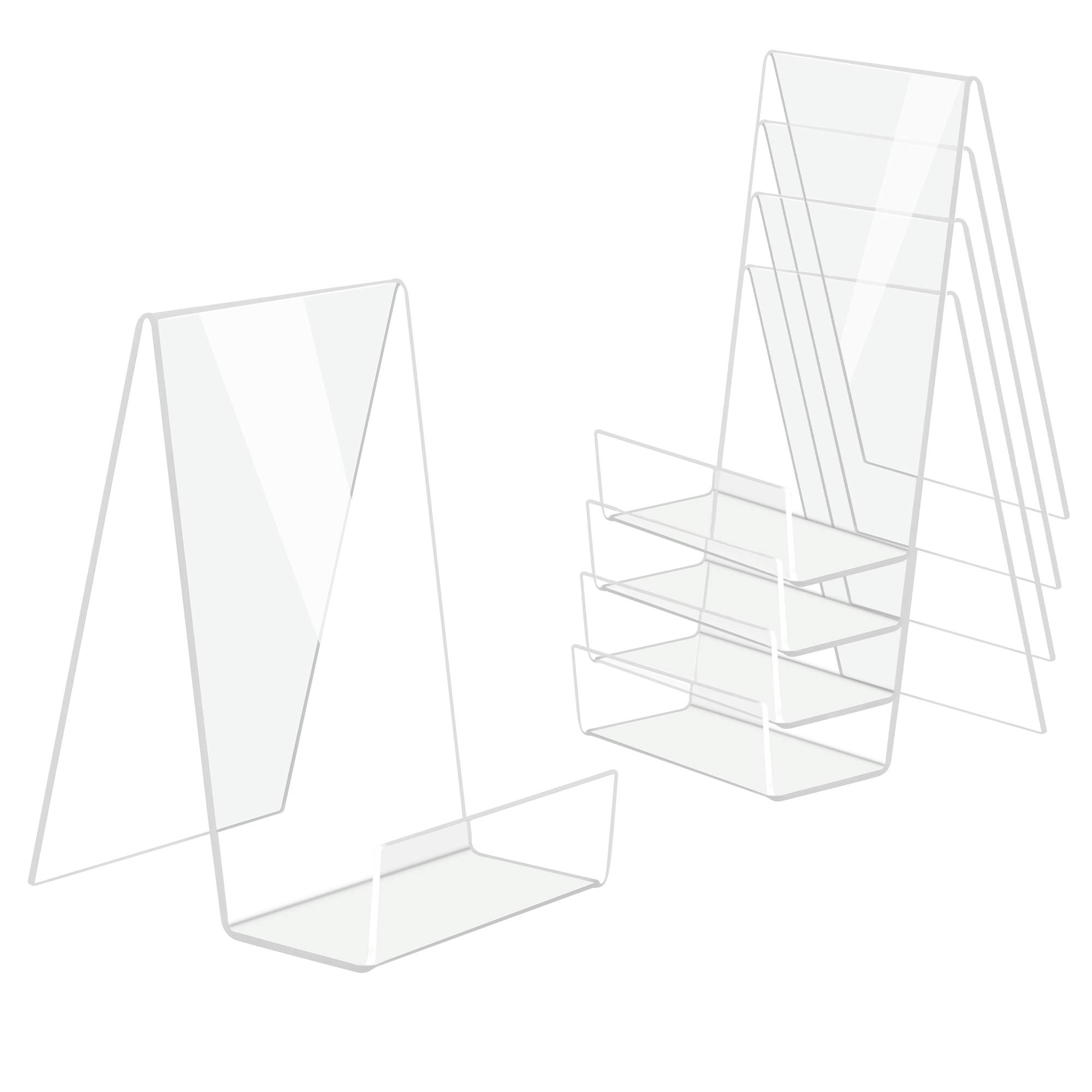 DesignSter 5-Pcs Acrylic Book Stand & Shelf, Transparent Clear Holder for Displaying Books, Albums and More