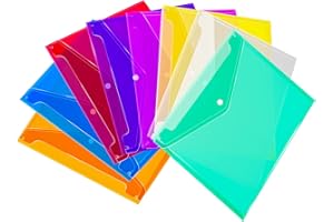 Zfyoung Plastic Envelopes (Pack of 8) - 8 Colors, A4 Size, Poly File Folder with Snap Closure for Home Office School Organization (12.9 x 9.25 inches)