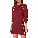 Nirovien Womens 2 Piece Workout Sets Athletic Skort Sets Active Tennis Outfits Crewneck Sweatshirt and Skort
