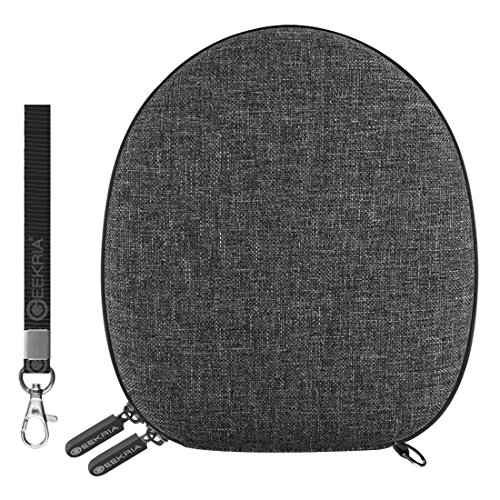 Geekria UltraShell Headphones Carrying Case for Bose QC35, QC25, QC15, Grado SR60, SR80 and More / Protective Travel Bag with Space for Cable, AMP, Earpads, iPod, Parts and Accessories (Gray Plush)