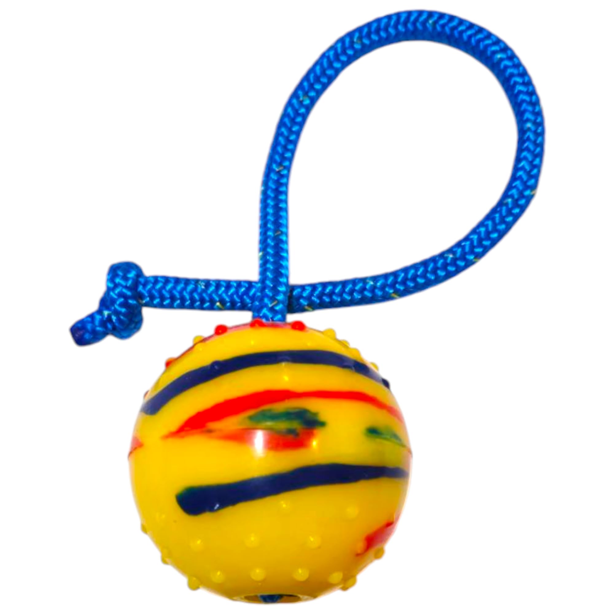 EQ K9 Dog Ball on a Rope, Durable Dog Training Ball for Exercise and Reward, Throw & Fetch, Catch, Tug of War, Luring, Indoor & Outdoor, Bouncy, for Large Dogs, Ø 6.7 cm